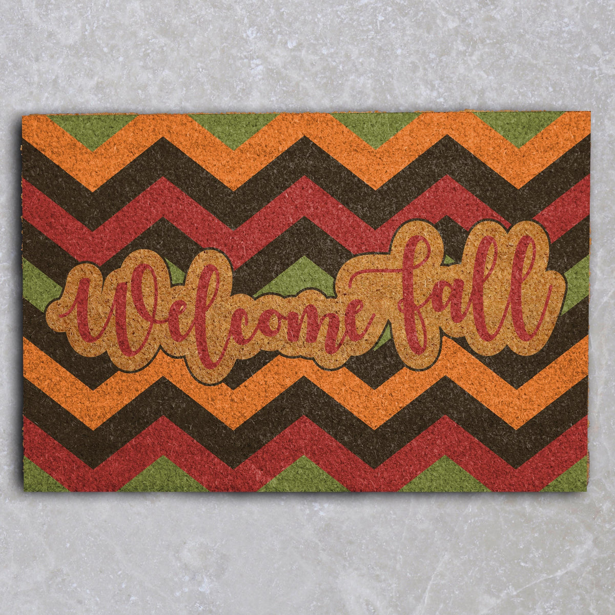 Retro Chevron Pattern Welcome Fall Doormat, Cozy Autumn Entryway Welcome Mat
