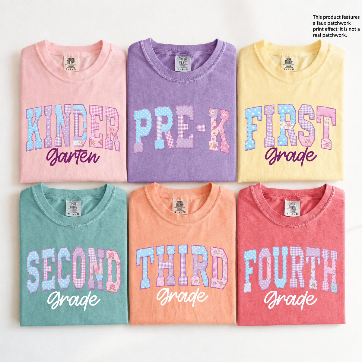 Faux Patchwork Teacher Comfort Colors® Shirt, Grade Level Teacher Tee, Teacher Crew Gifts