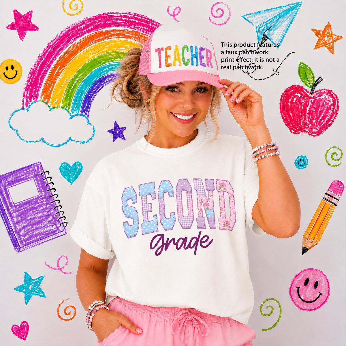 Faux Patchwork Teacher Comfort Colors® Shirt, Grade Level Teacher Tee, Teacher Crew Gifts