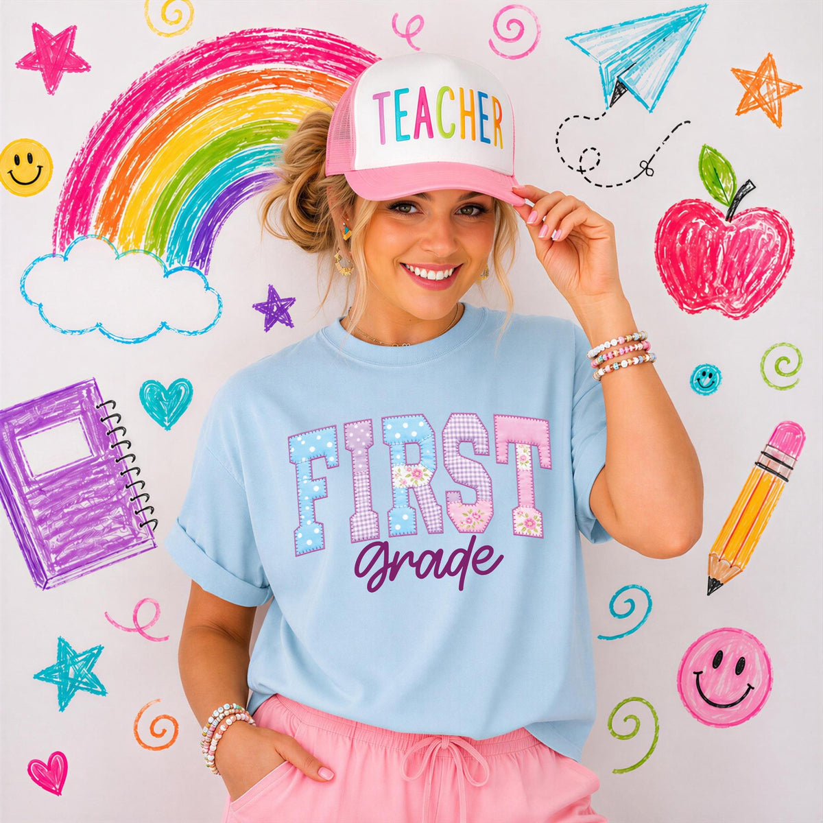 Faux Patchwork Teacher Comfort Colors® Shirt, Grade Level Teacher Tee, Teacher Crew Gifts