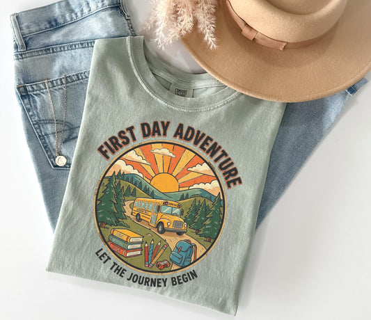School Bus Comfort Colors® T-Shirt, First Day of School Tees, Back to School Gift