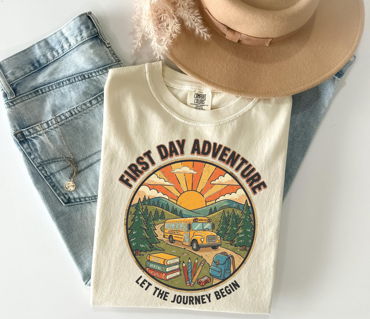 School Bus Comfort Colors® T-Shirt, First Day of School Tees, Back to School Gift