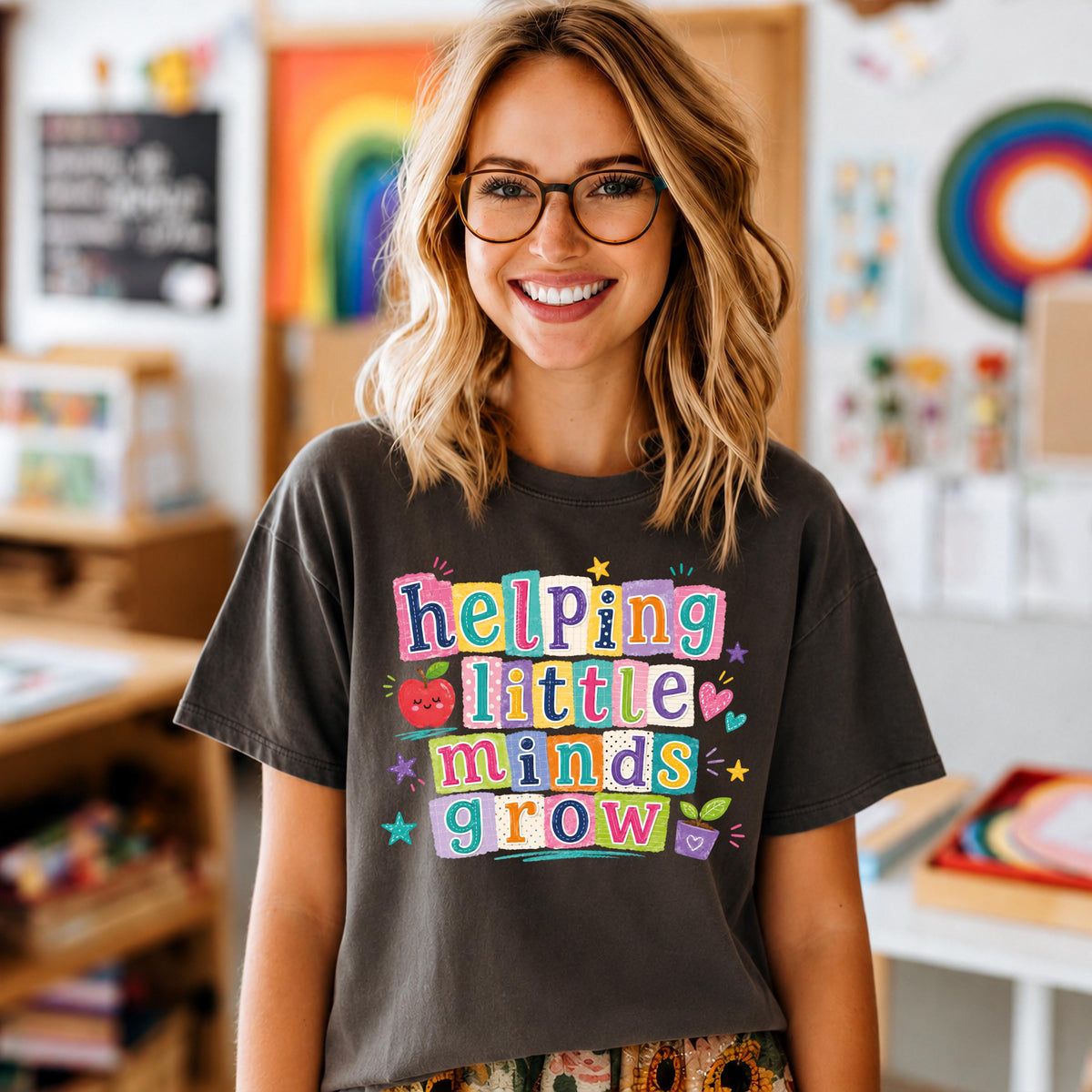 Teacher Saying Comfort Colors® Shirt, Helping Little Minds Grow Shirt, Positive Teacher Tee