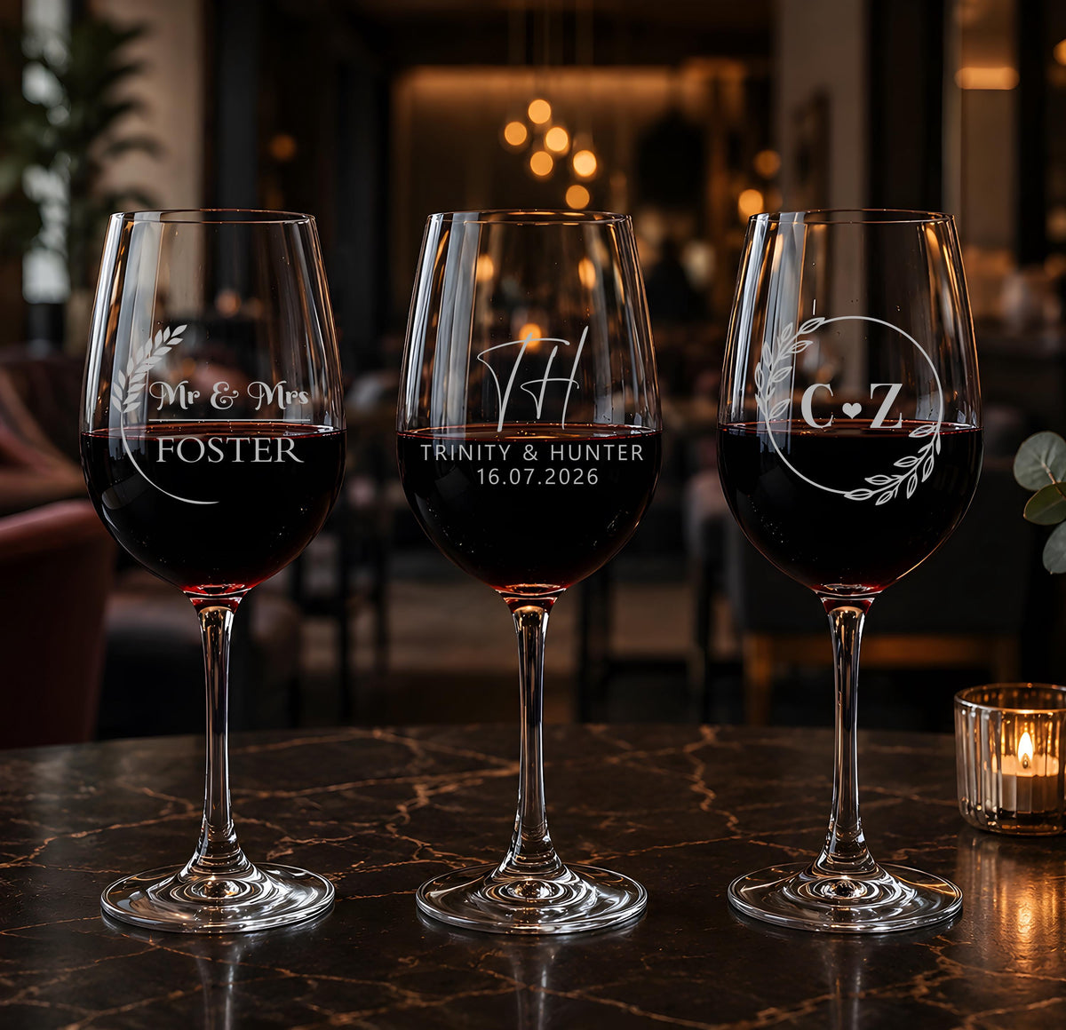 Personalized Laser Etched Wine Glass, Custom Wedding Anniversary Gift