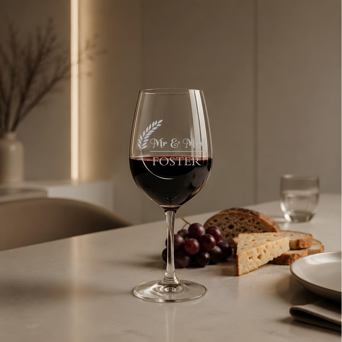 Personalized Laser Etched Wine Glass, Custom Wedding Anniversary Gift