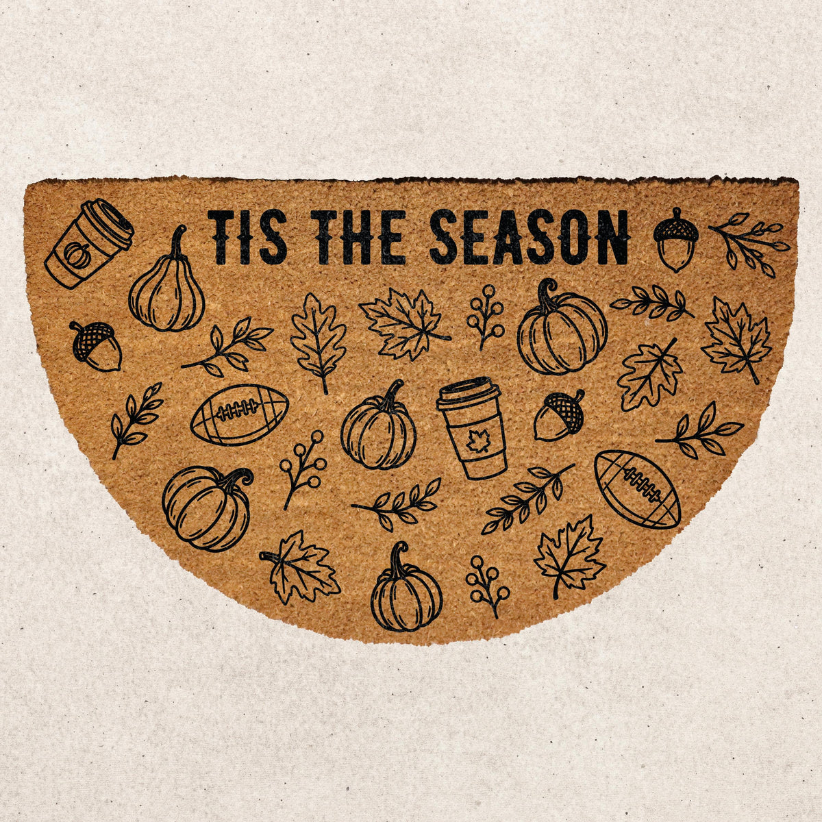 Tis The Season Fall Doormat, Half Round Pumpkin and Football Welcome Mat