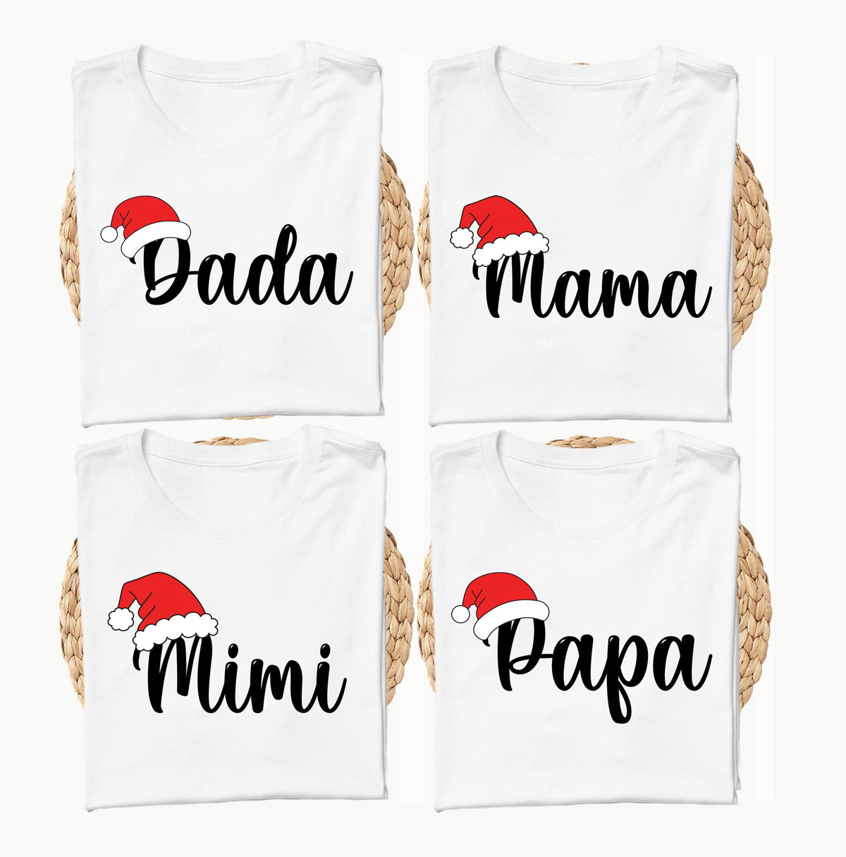 Custom Family Christmas Shirt, Santa XMAS Matching Tee, Dada & Mama Holiday Hoodie