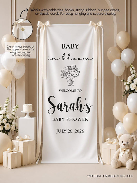 Custom Baby Shower Welcome Sign, Floral Garden Party Banner