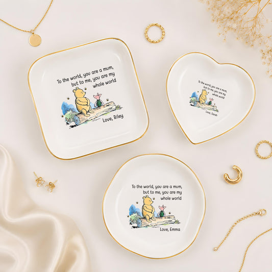 Custom Name Sentimental Quote Bear Ceramic Trinket Tray