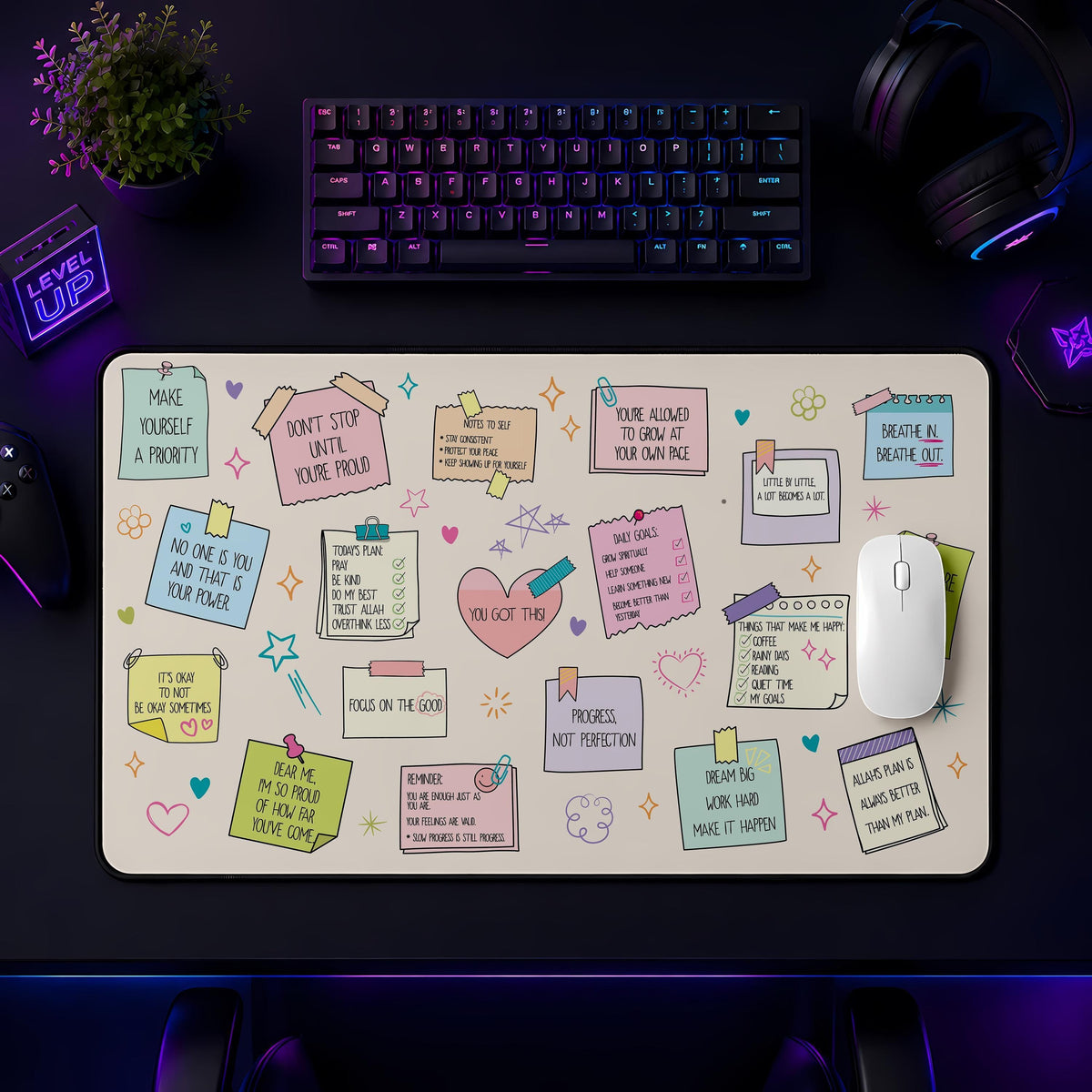 Motivational Desk Mat, Positive Affirmations, Inspirational Workspace Accessory