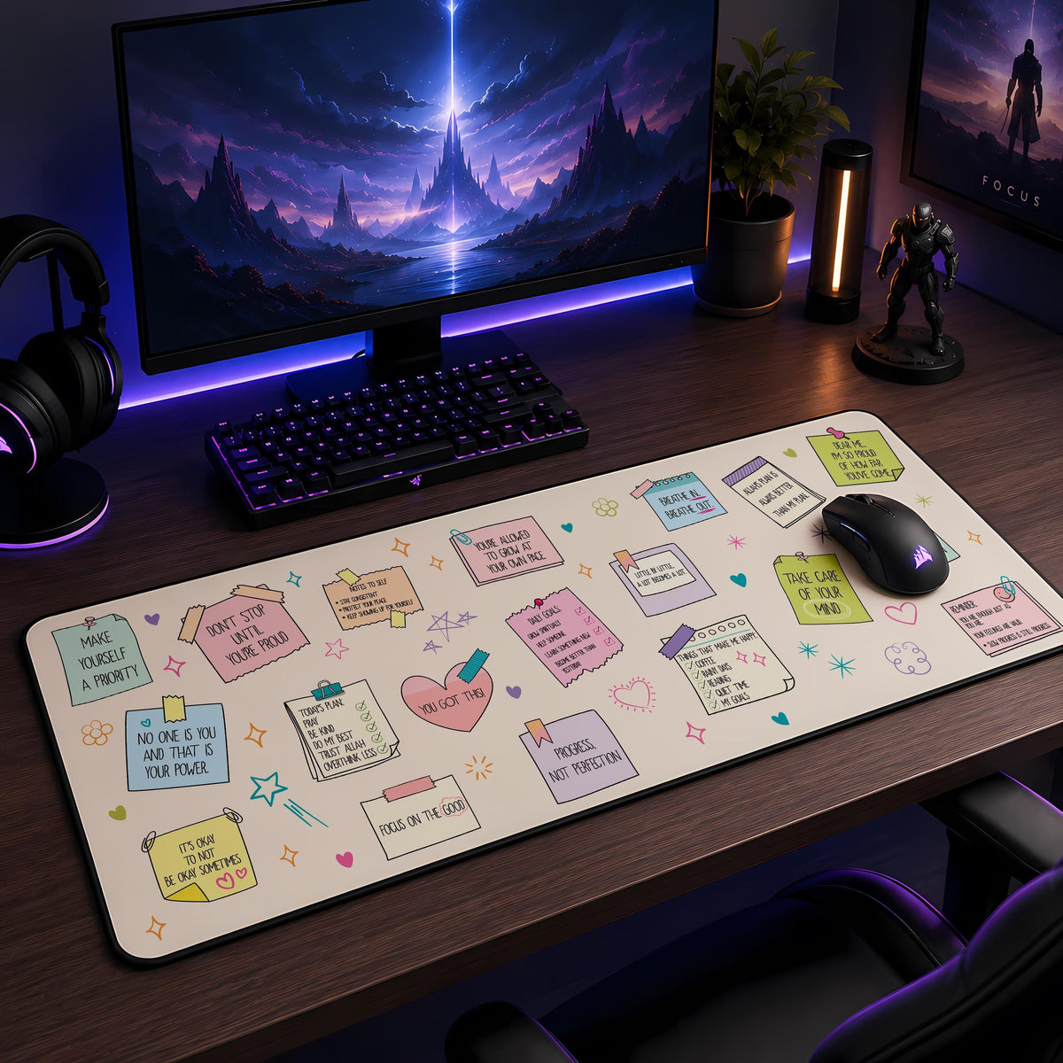 Motivational Desk Mat, Positive Affirmations, Inspirational Workspace Accessory