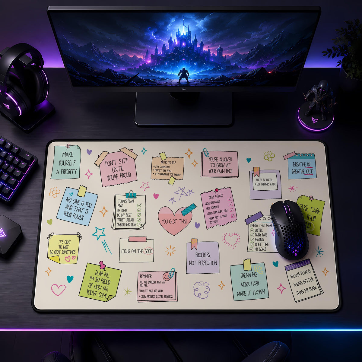 Motivational Desk Mat, Positive Affirmations, Inspirational Workspace Accessory