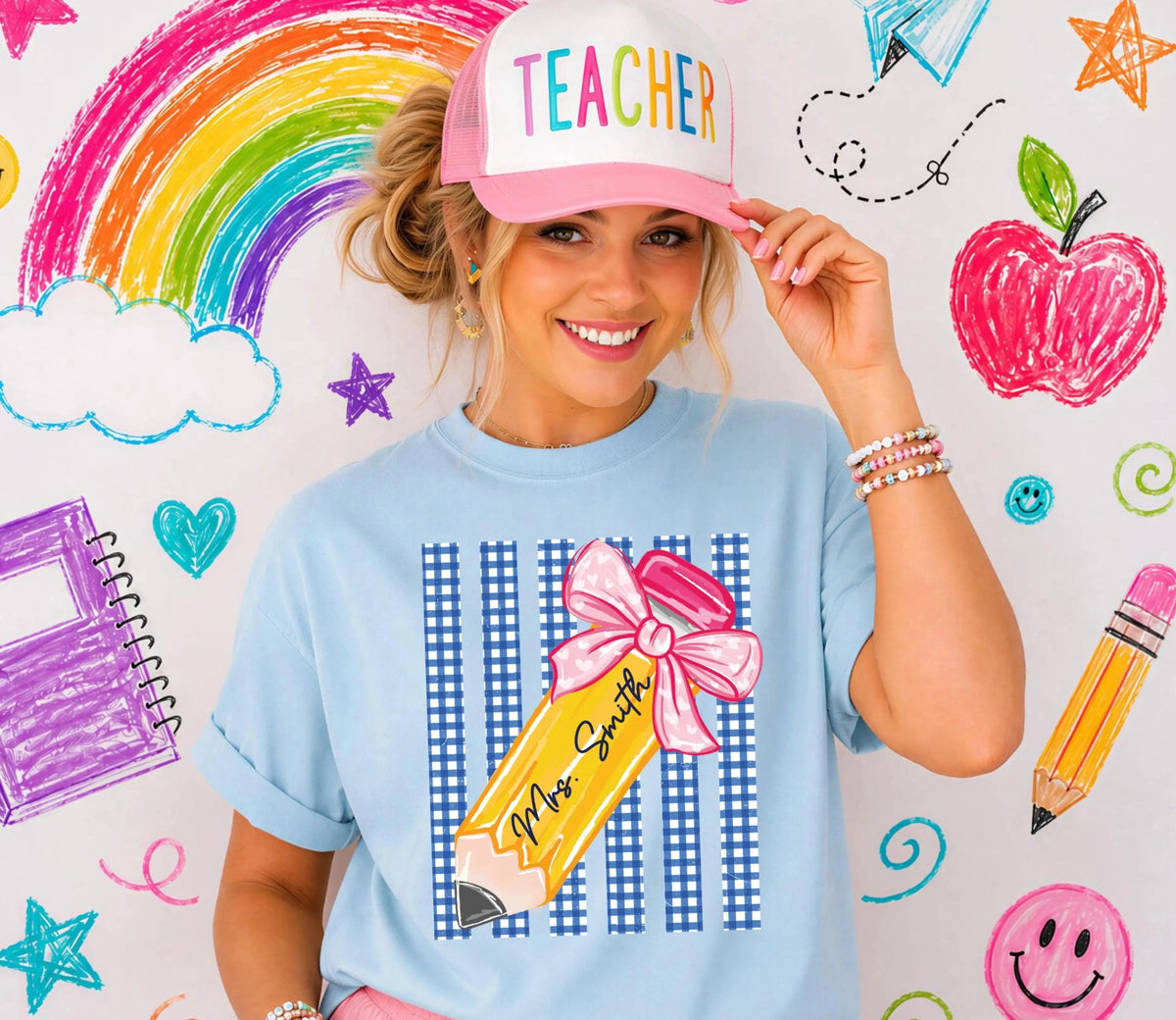 Personalized Teacher Comfort Colors® Shirt, Pencil Teacher Tee, Teacher Appreciation Gift
