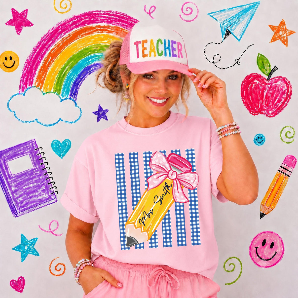 Personalized Teacher Comfort Colors® Shirt, Pencil Teacher Tee, Teacher Appreciation Gift