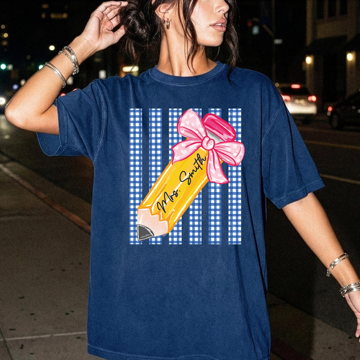 Personalized Teacher Comfort Colors® Shirt, Pencil Teacher Tee, Teacher Appreciation Gift