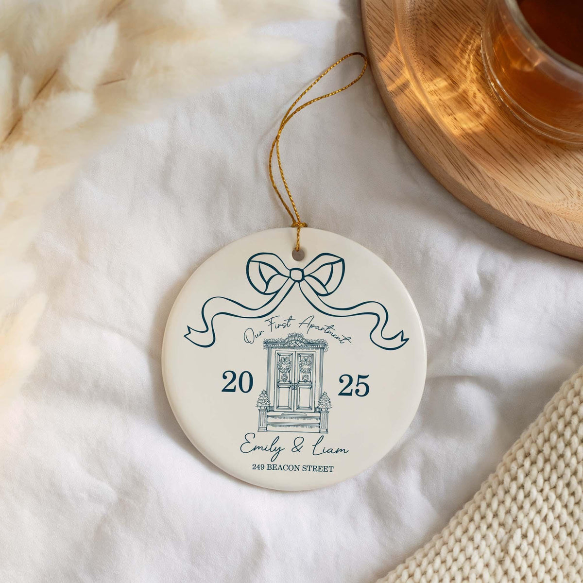Personalized First Apartment Ornament, Custom Address & Names New Home Gift
