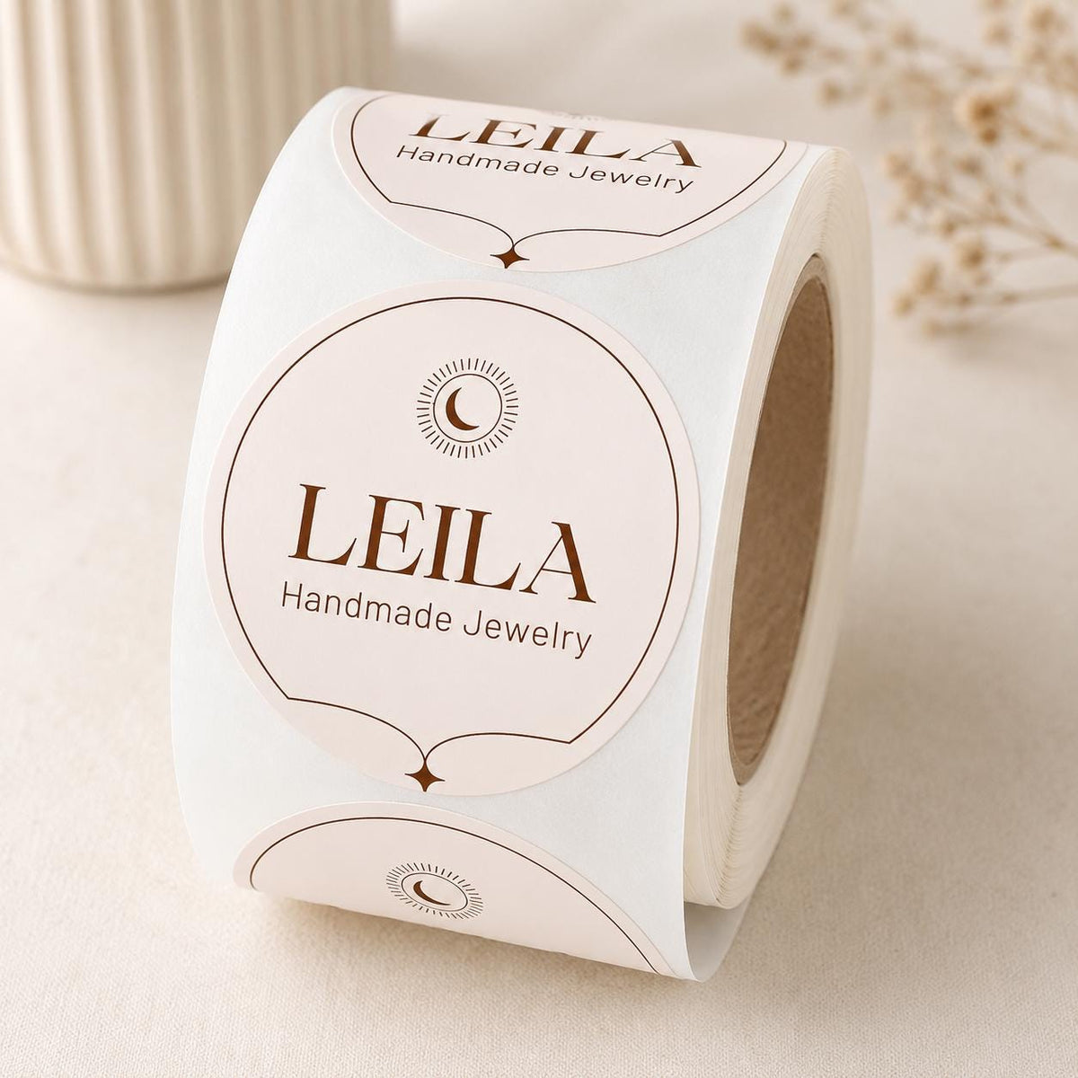 Custom Thank You Stickers, Logo Design Labels, Square Circle Roll (Digital Download)