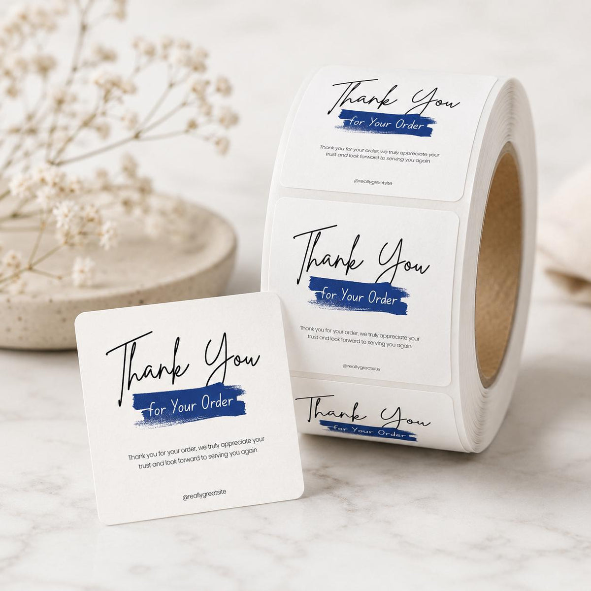 Custom Thank You Stickers, Logo Design Labels, Square Circle Roll (Digital Download)