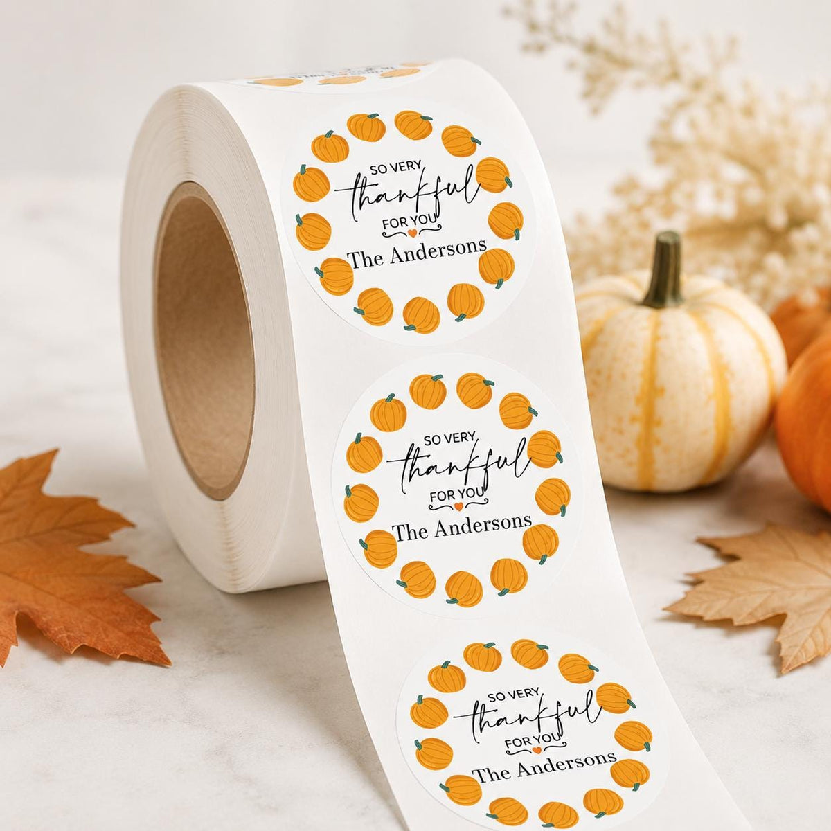 Personalized Thanksgiving Stickers, Thankful for You Fall Labels, Custom Treat Bag Stickers