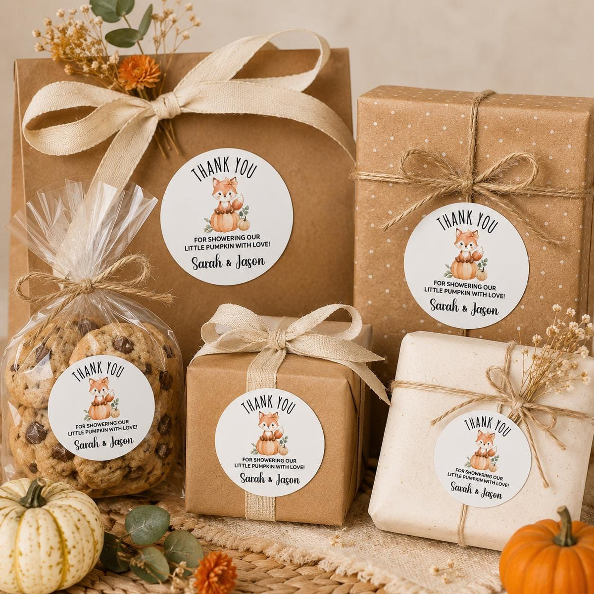 Personalized Little Pumpkin Baby Shower Stickers, Fall Favor Labels