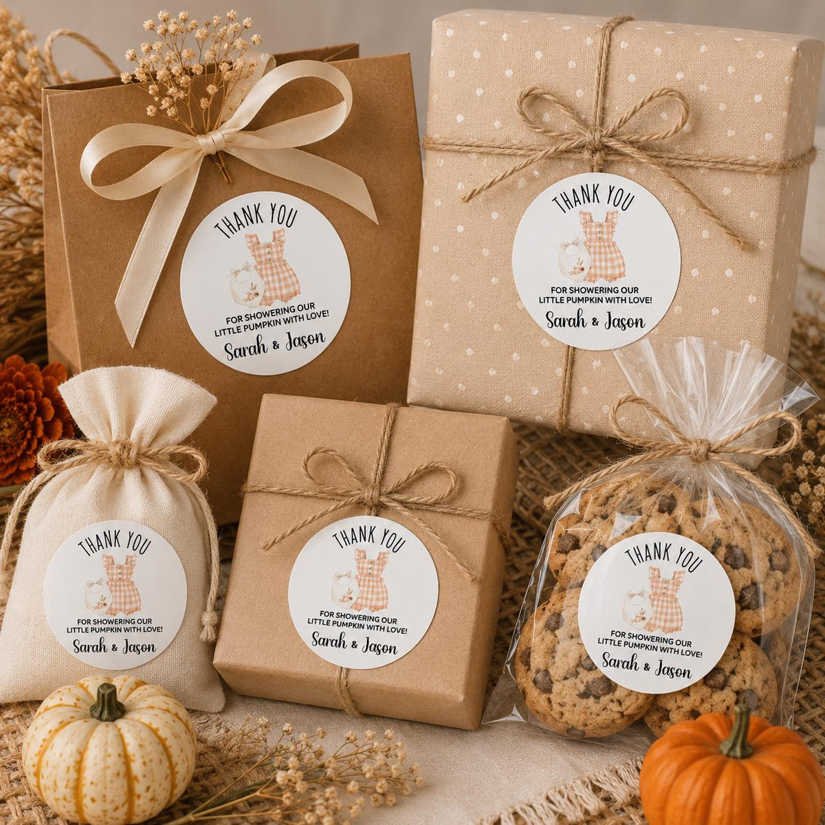 Personalized Little Pumpkin Baby Shower Stickers, Fall Favor Labels