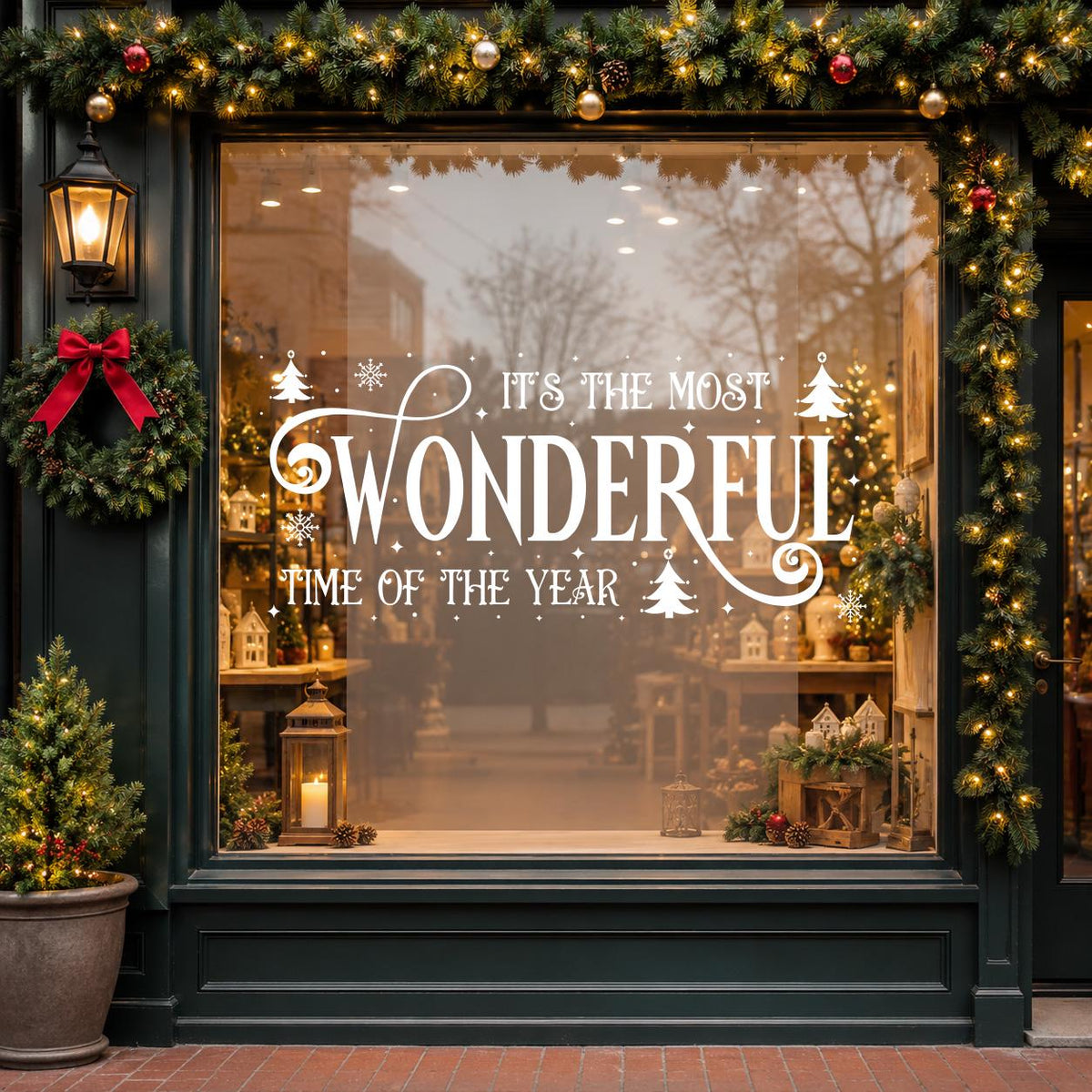 Christmas Window Decal, Xmas Shop Décor, Storefront Vinyl Sticker