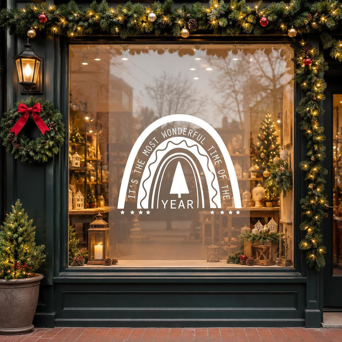 Christmas Storefront Vinyl Sticker, "Most Time" Window Decal, Shop Decor