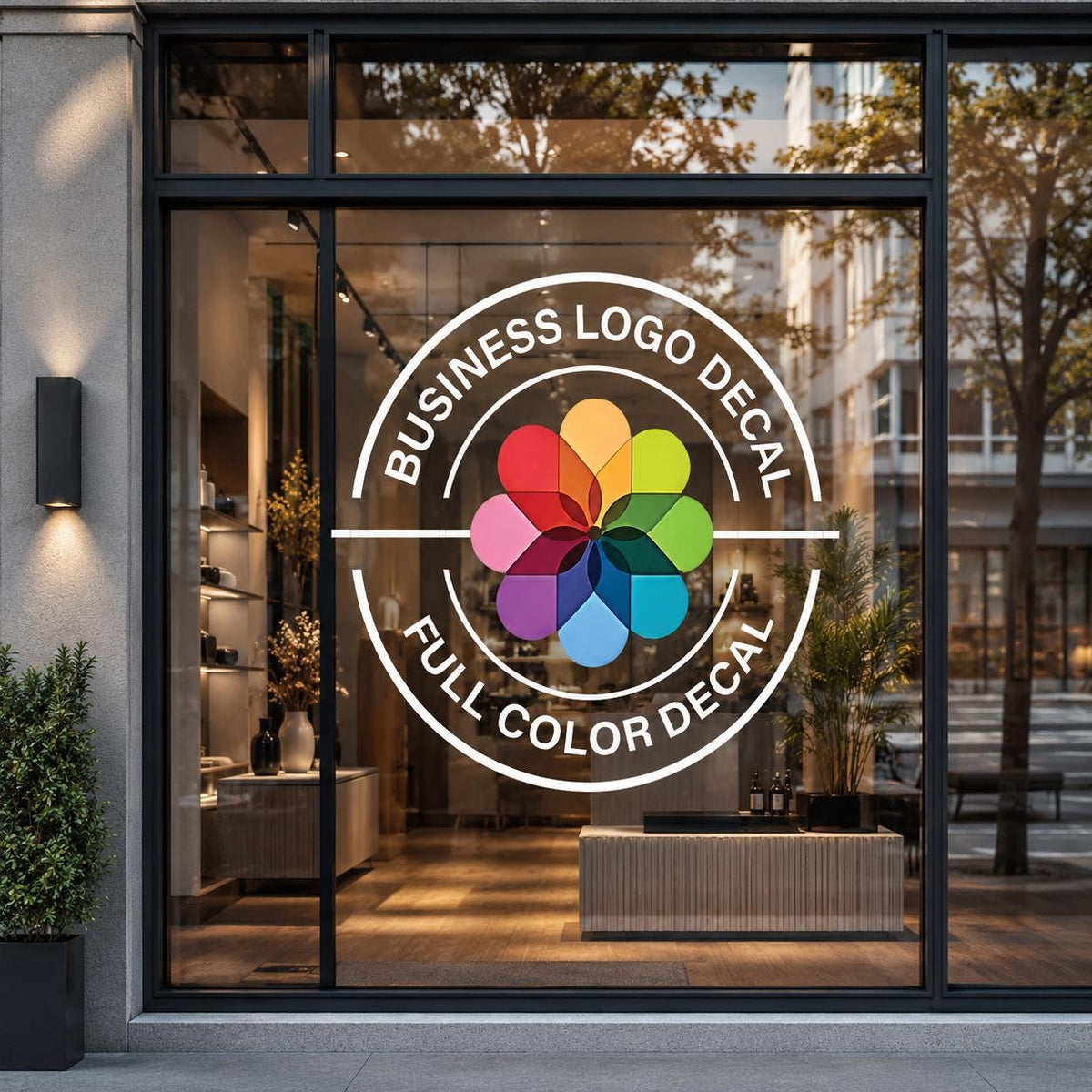 Custom Full Color Business Logo Window Decal, Storefront Advertising Sign