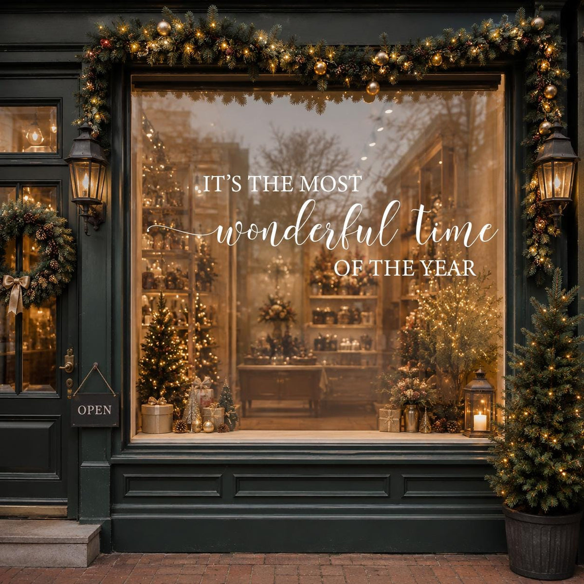 Christmas Window Decal, "It's the Most Time of the Year" Vinyl Sticker