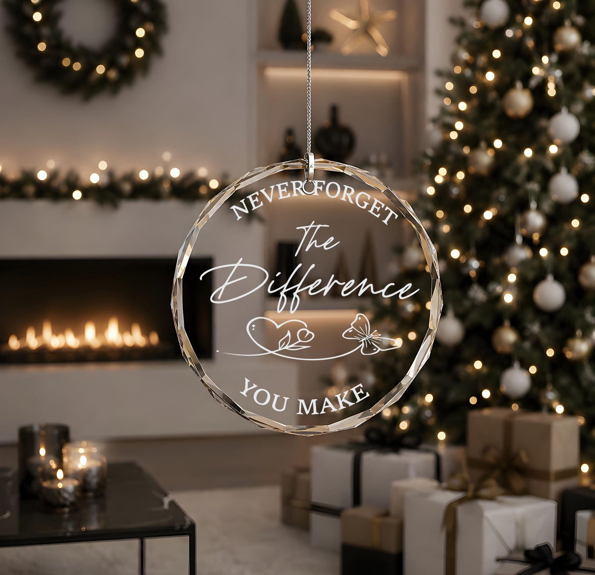 Engraved Never Forget The Difference You Make Keepsake, Teacher Appreciation Glass Ornament