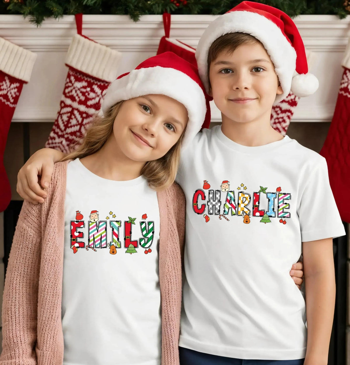 Custom Name Christmas T-shirt, Xmas Kids Shirt, Holiday Matching Sweatshirt