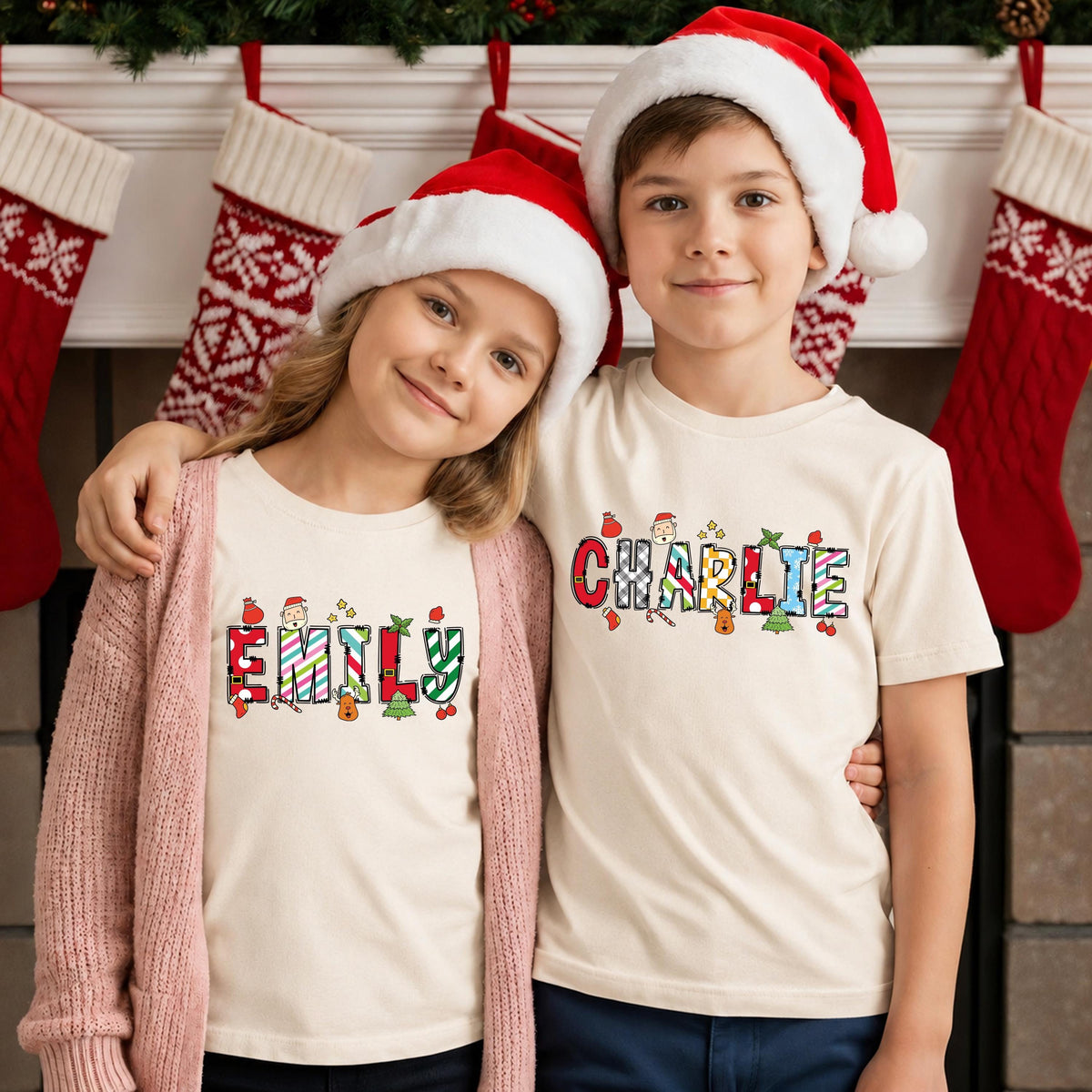 Custom Name Christmas T-shirt, Xmas Kids Shirt, Holiday Matching Sweatshirt
