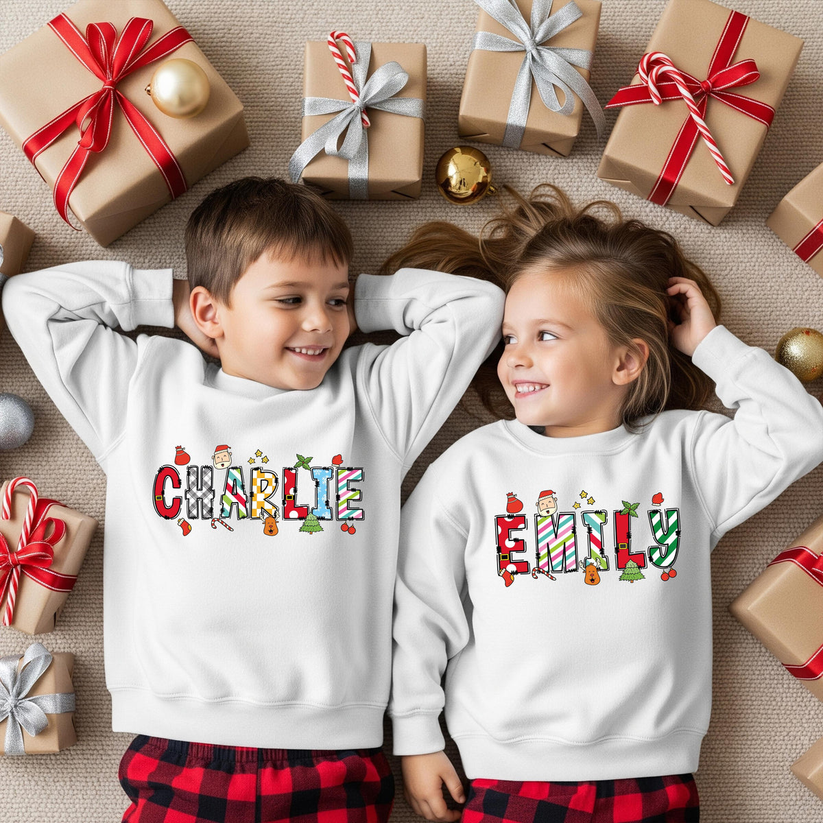 Custom Name Christmas T-shirt, Xmas Kids Shirt, Holiday Matching Sweatshirt