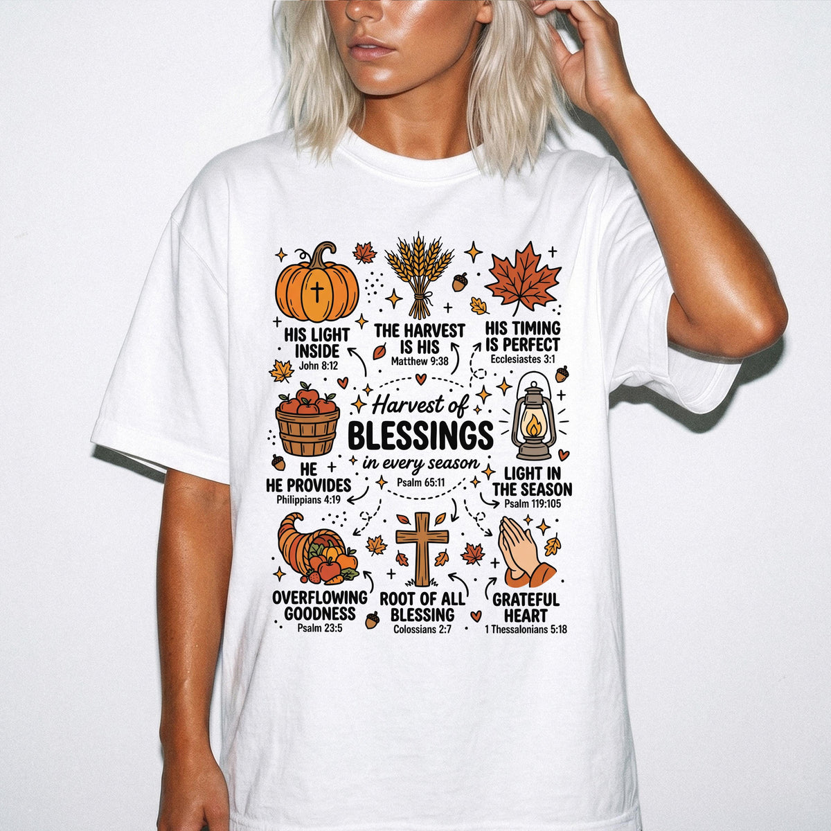 Fall Bible Verse Comfort Colors® Shirt, Harvest of Blessing Autumn Tee, Thanksgiving Gift