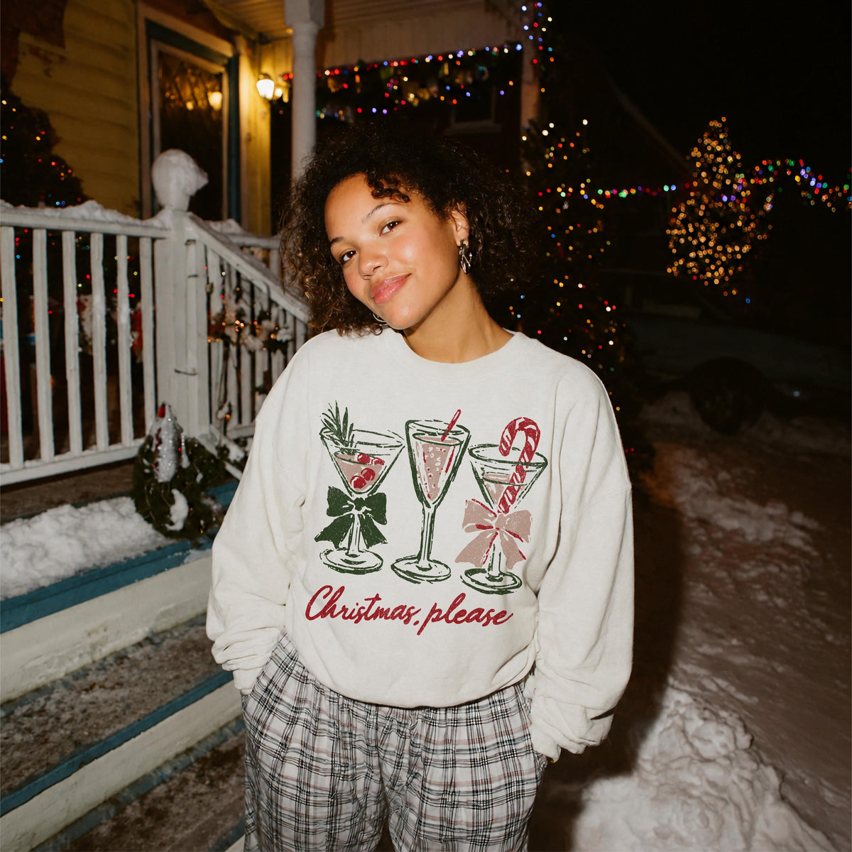 Christmas Please Sweatshirt, Holiday Cocktail Crewneck, Christmas Party Sweater, Festive Martini Pullover