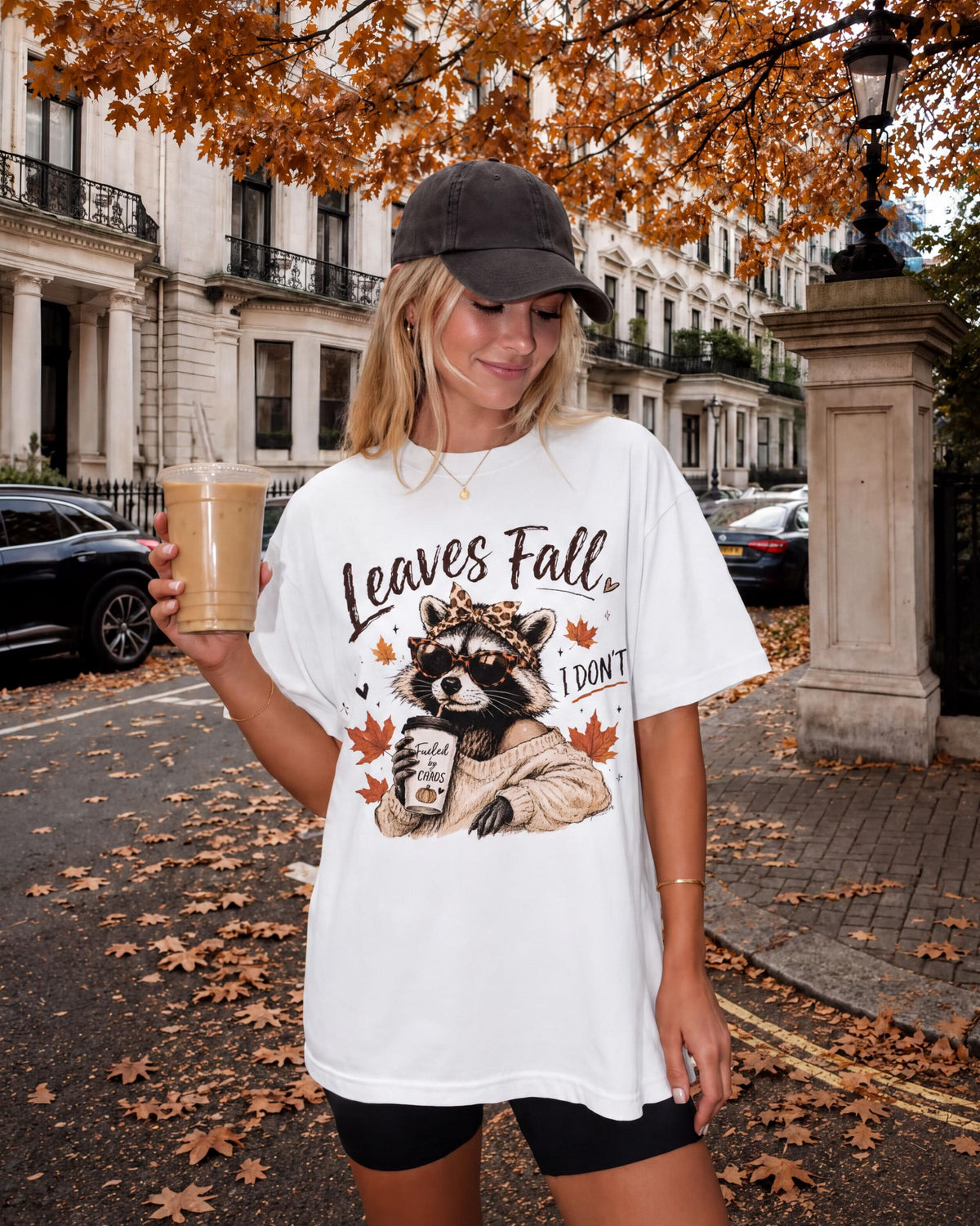 Fall Raccoon Comfort Colors® Shirt, Leaves Fall T-Shirt, Pumpkin Spice Coffee Tee, Funny Autumn Shirt