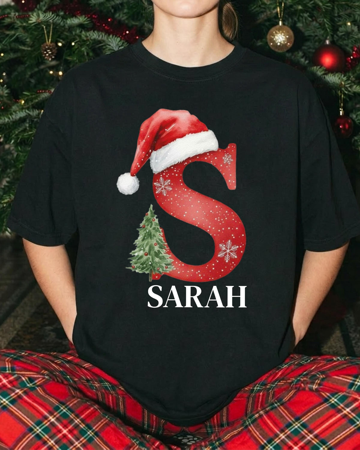Personalized Santa Hat Comfort Colors® Shirt, Family Matching Xmas Tee, Christmas Group Crewneck