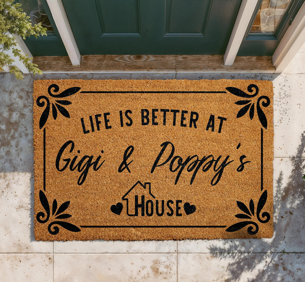 Personalized Gigi and Poppy House Doormat, Custom Welcome Mat, Grandparents Gift