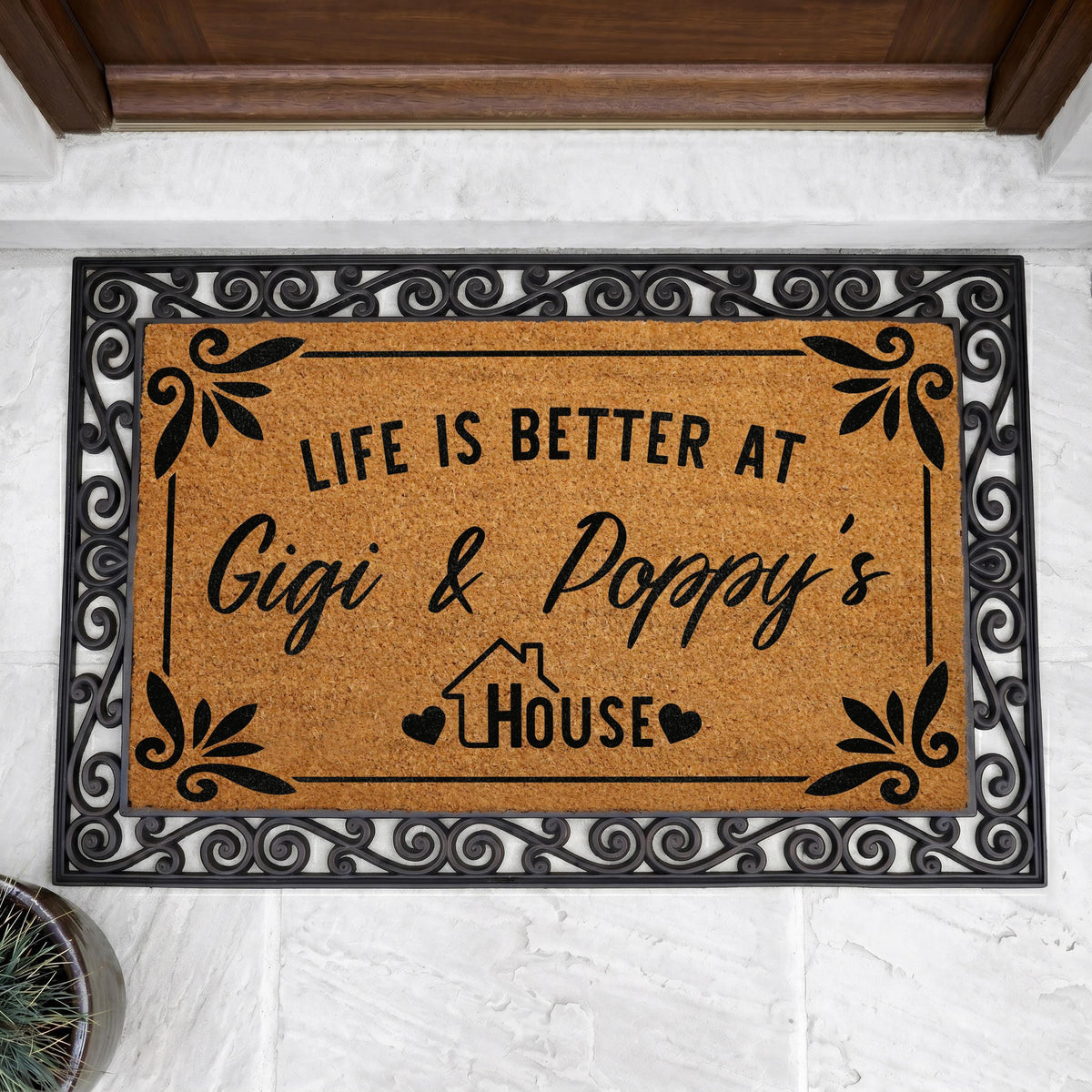 Personalized Gigi and Poppy House Doormat, Custom Welcome Mat, Grandparents Gift