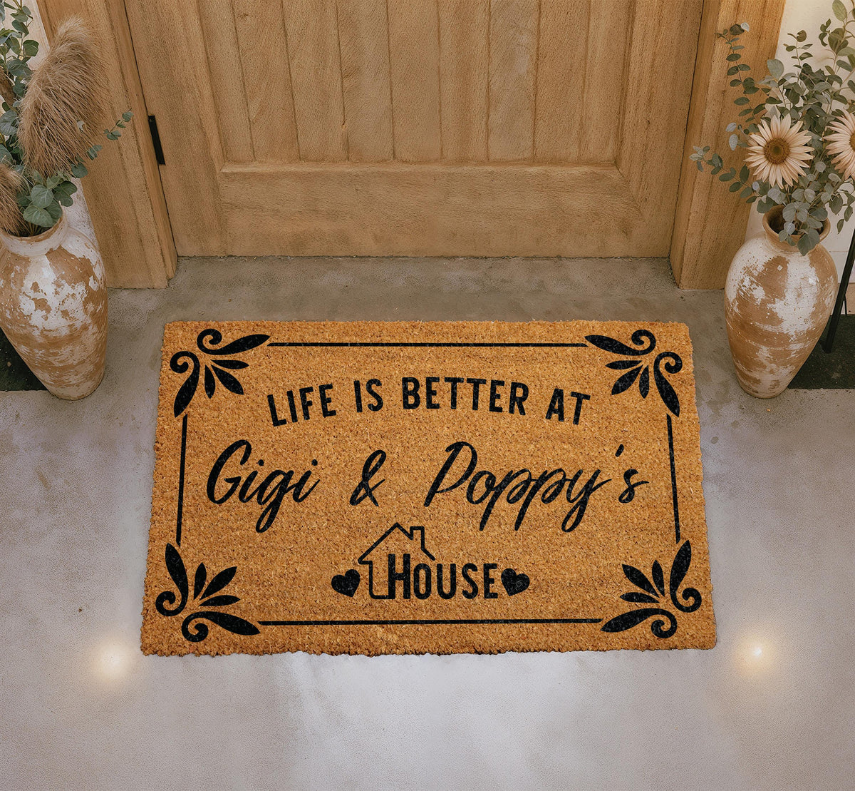 Personalized Gigi and Poppy House Doormat, Custom Welcome Mat, Grandparents Gift
