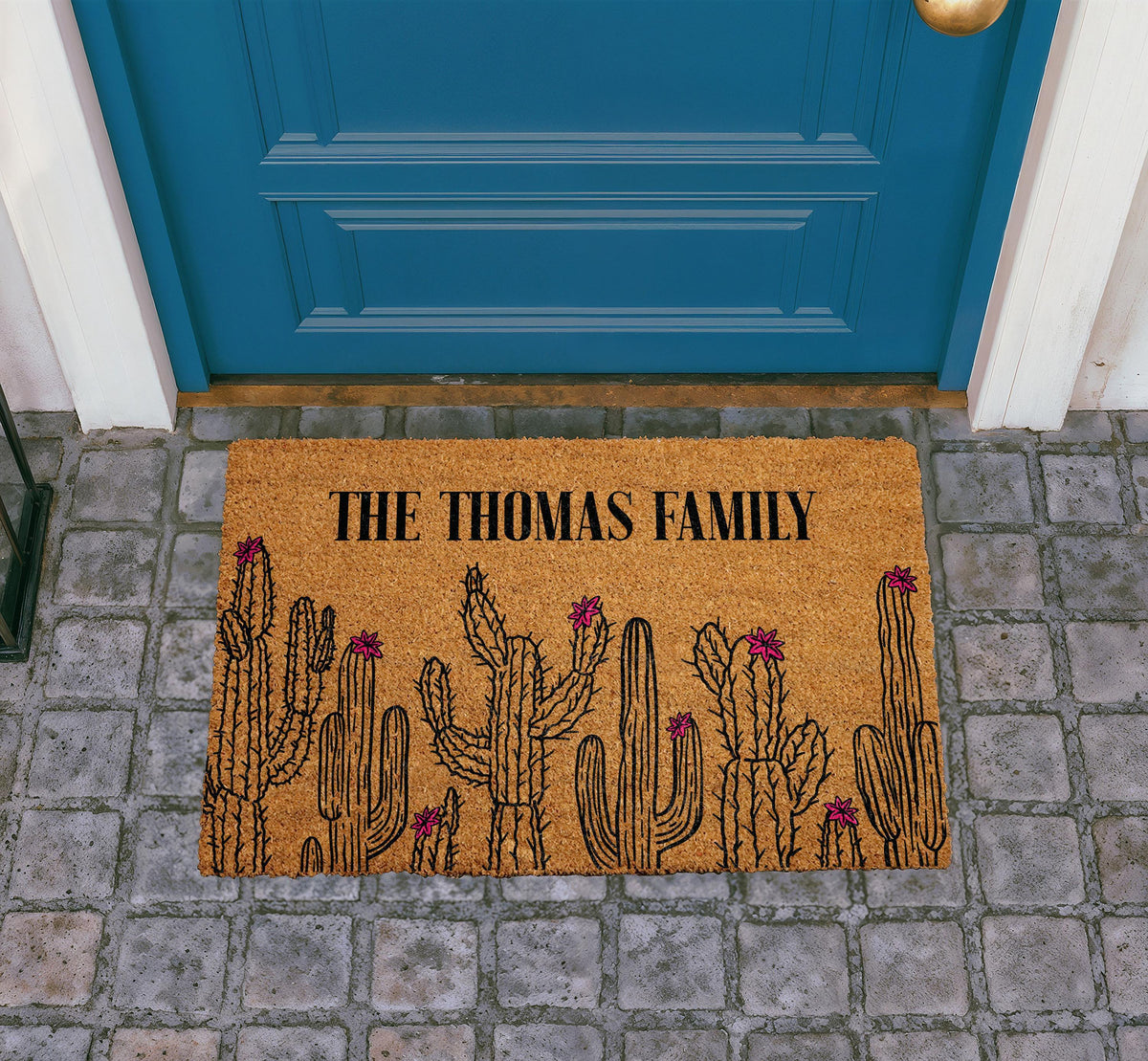 Custom Family Name Doormat, Desert Cactus Welcome Mat, Southwestern Porch Decor