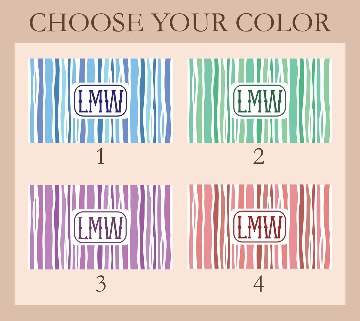 Personalized Monogram Desk Mat, Preppy Wavy Striped Mouse Pad