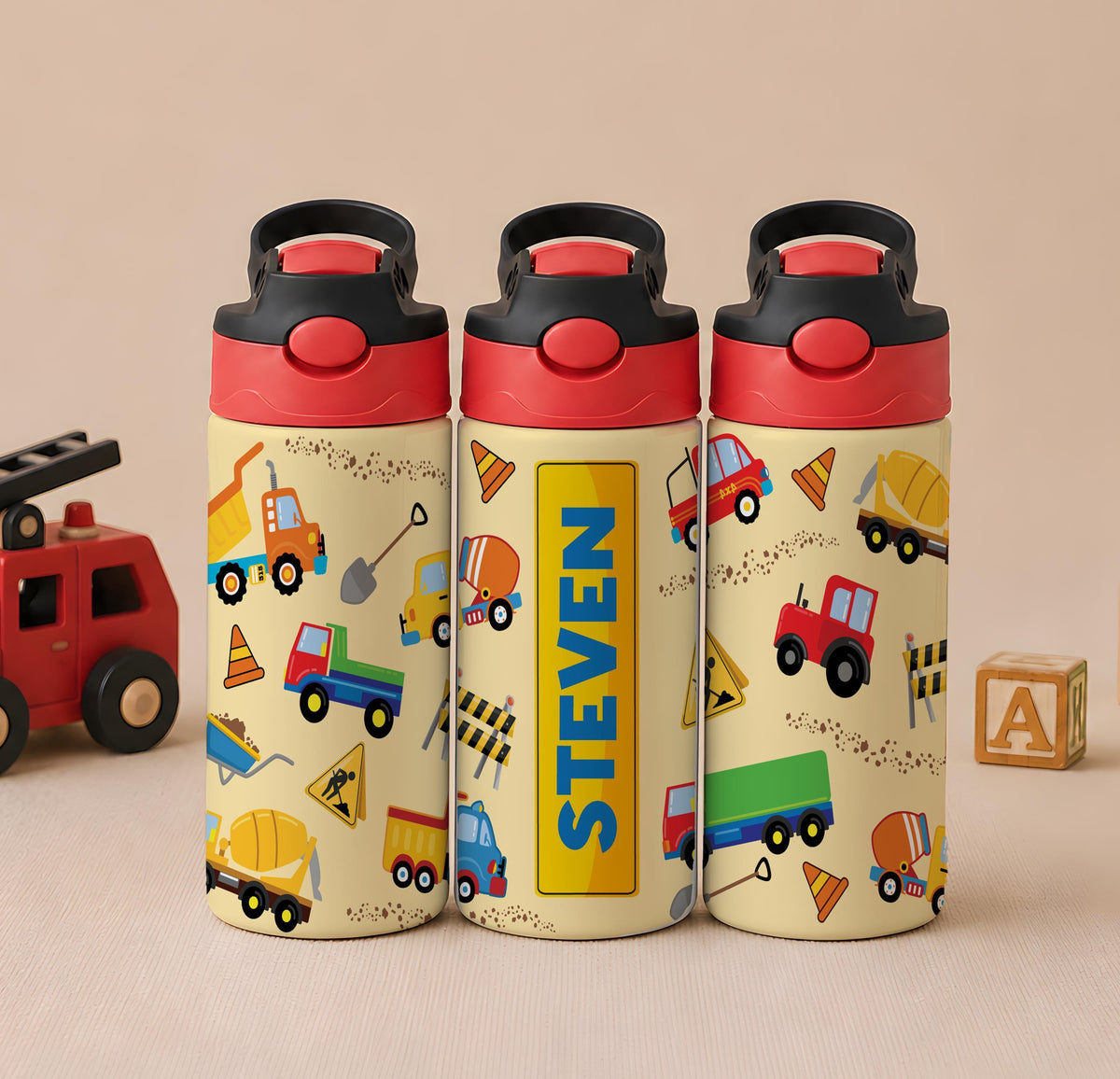Custom Cute Design Optional Insulated Water Flask Bottle, Personalized Name Kids School Tumbler