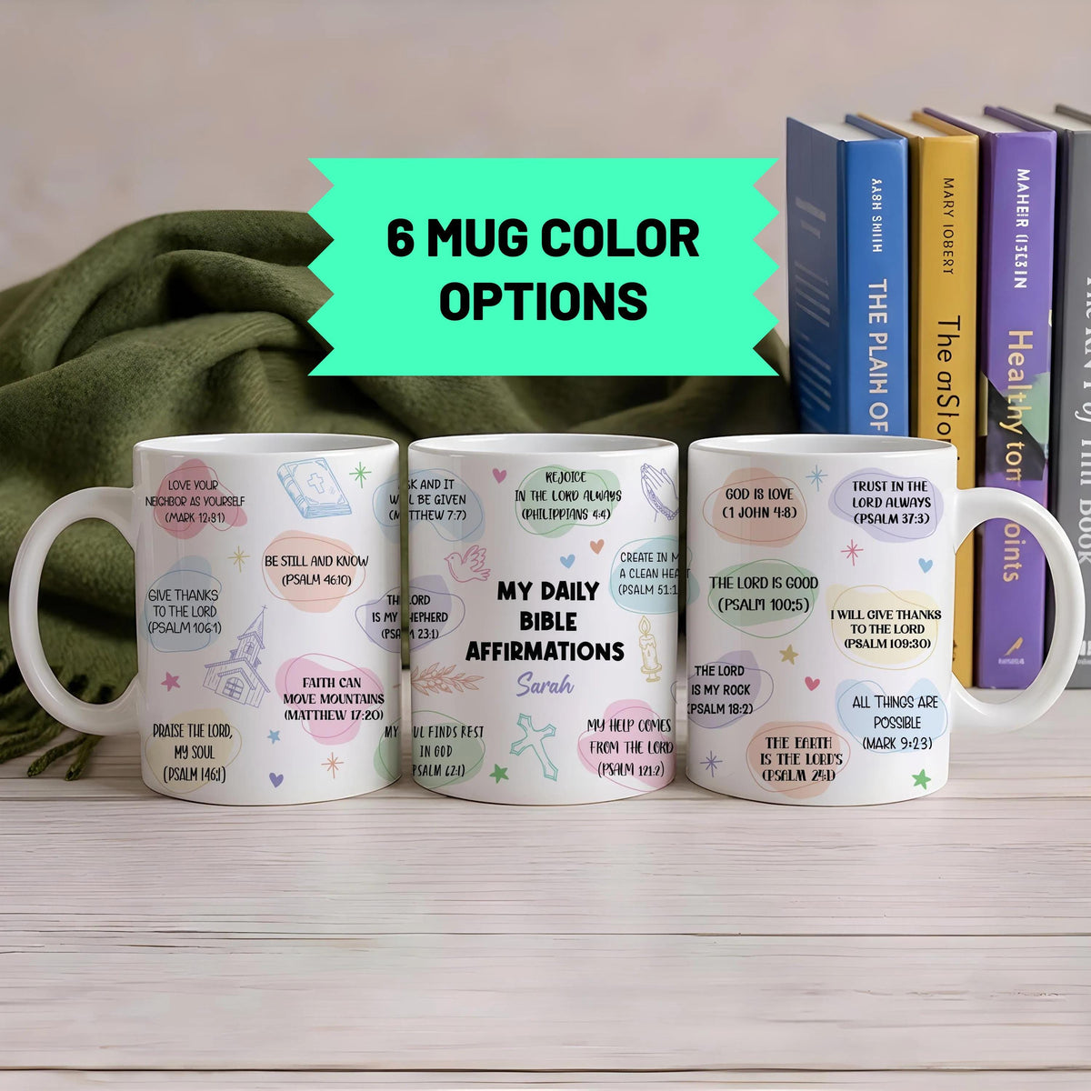 Custom Name My Daily Bible Affirmations Coffee Mug, Religious Encouragement Ceramic Tea Cup