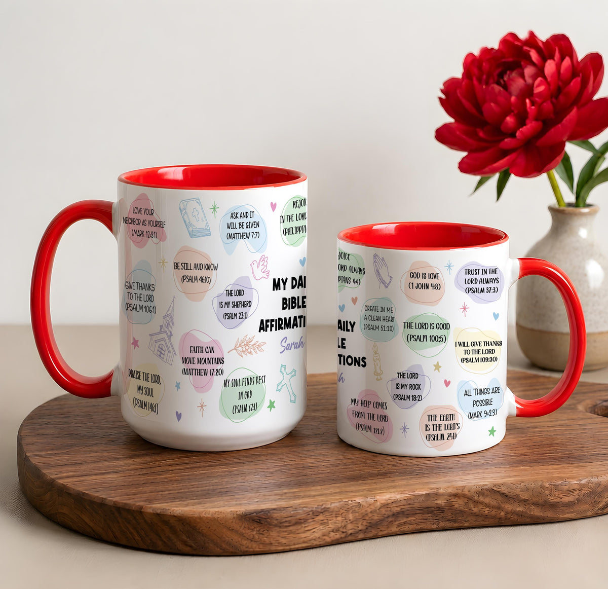 Custom Name My Daily Bible Affirmations Coffee Mug, Religious Encouragement Ceramic Tea Cup