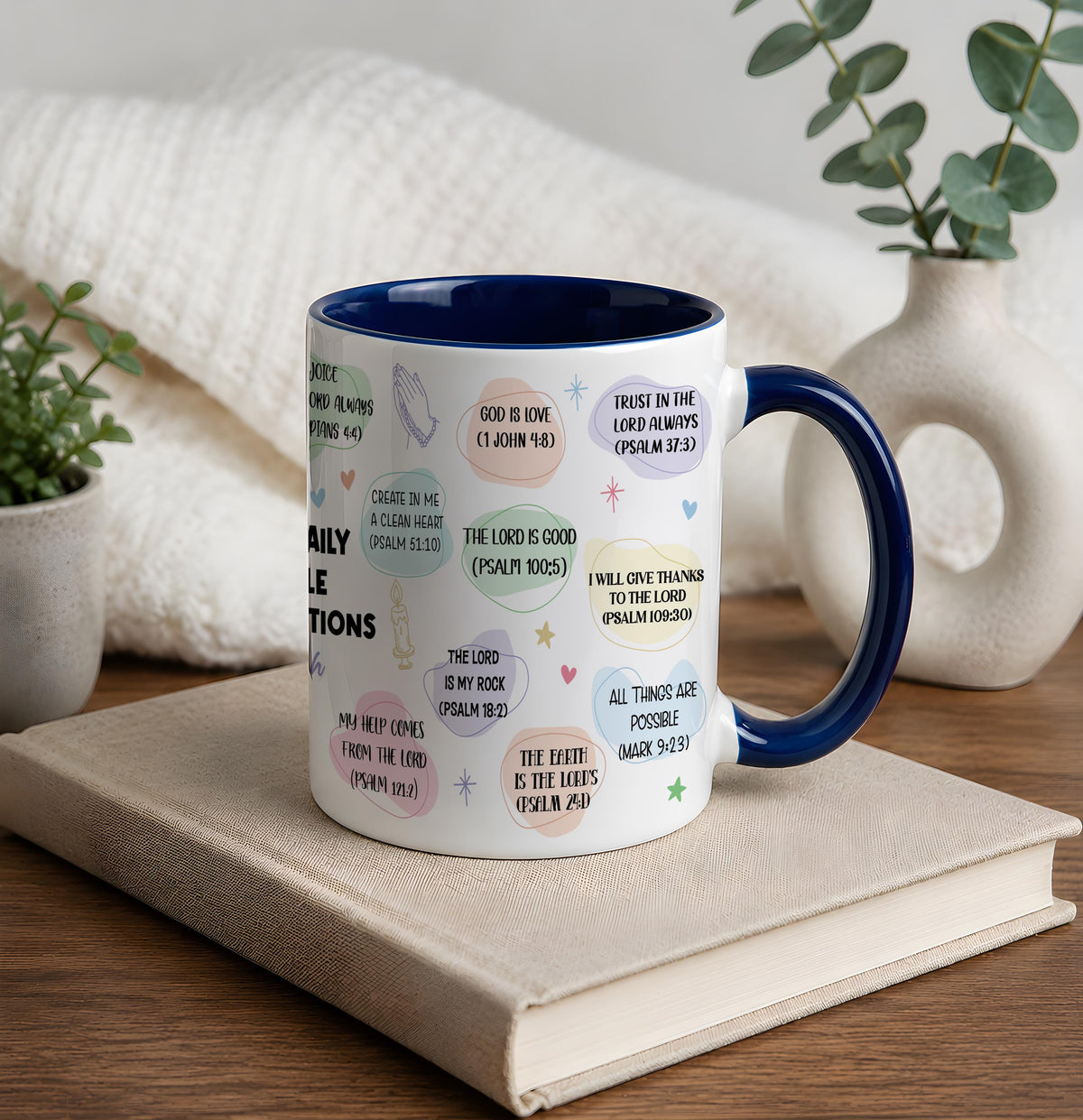 Custom Name My Daily Bible Affirmations Coffee Mug, Religious Encouragement Ceramic Tea Cup