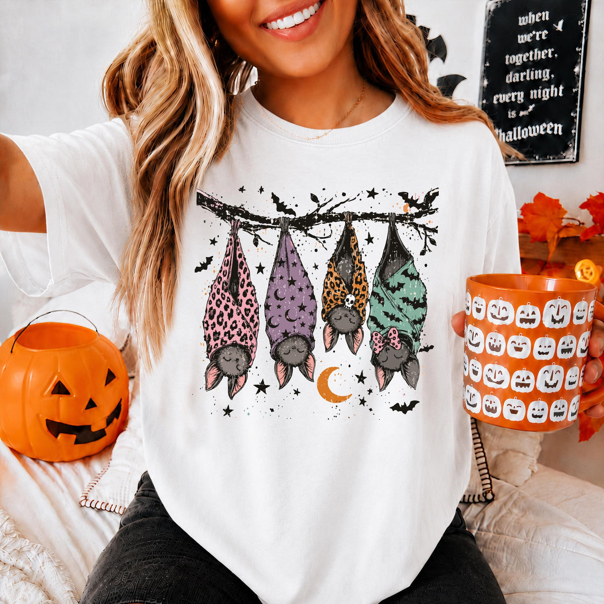 Spooky Bats Comfort Colors® Shirt, Funny Halloween T-shirt, Halloween Women Gift Tee