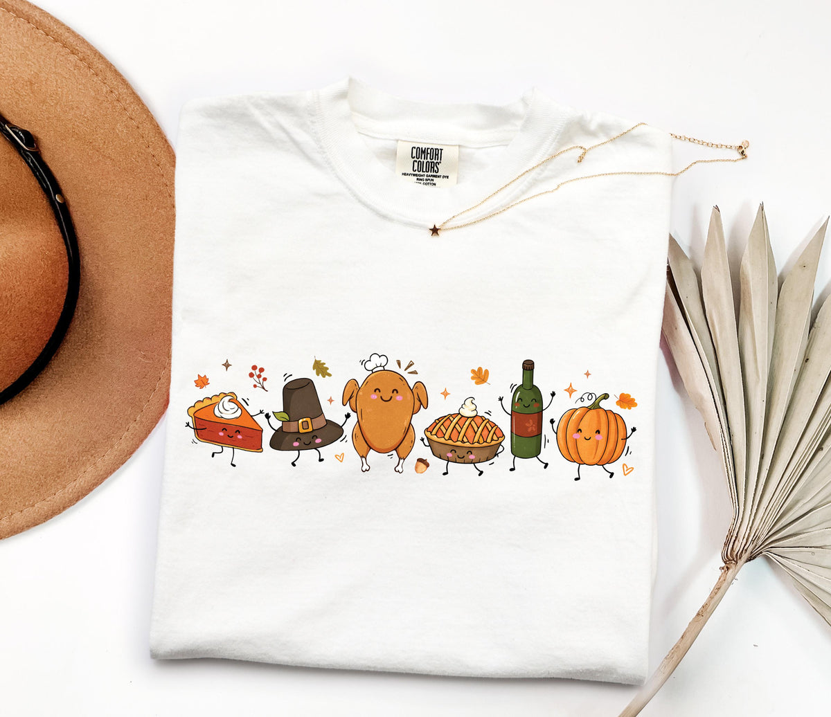 Thanksgiving Doodle Comfort Colors® T-shirt, Funny Autumn Food Tee, Thanksgiving Dinner Gift Crewneck
