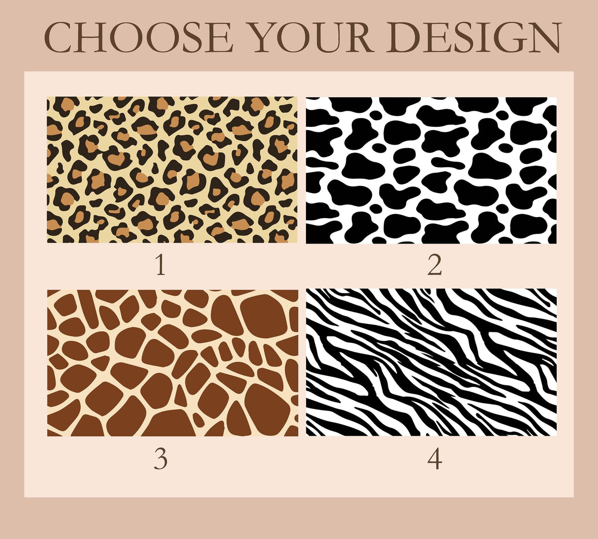 Personalized Leopard Cow Zebra Giraffe Print Desk Mat, Cute Safari Office Accessory