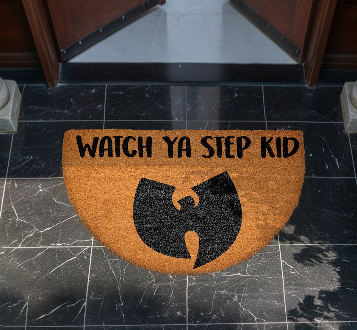 Watch Ya Step Kid Welcome Doormat, 90s Hip Hop Home Entrance Decor, Rap Lover Floor Mat
